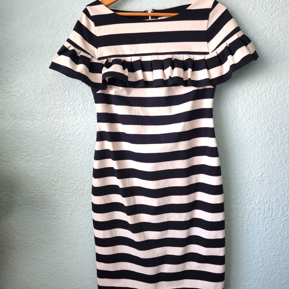 EUC Eliza J Navy and White Striped Dress sz 14